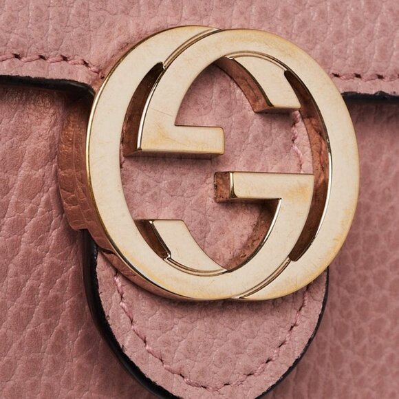 Gucci Pink Pebbled Leather Interlocking G Wallet on Chain Clutch Bag - Picture 5 of 10